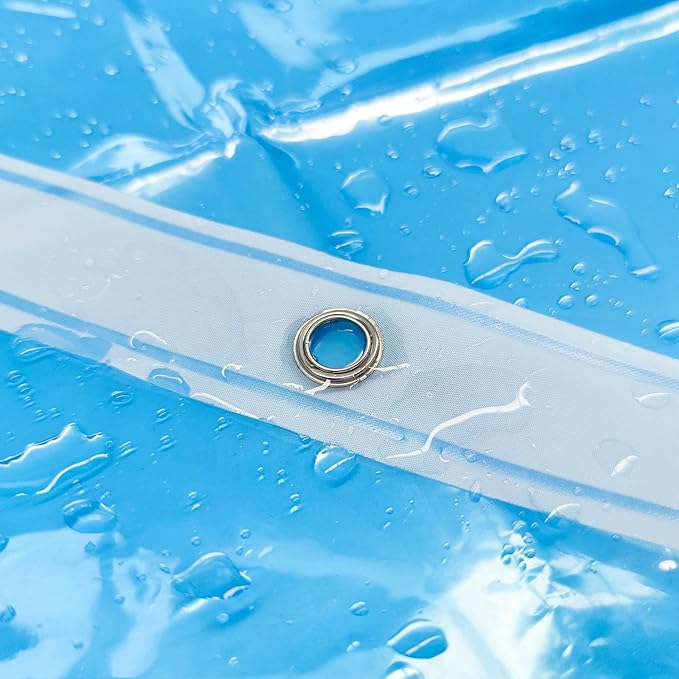Barossa Design Clear Blue Stall Shower Curtain Liner with 3 Magnets - 36" x 72" Waterproof PEVA Plastic Narrow Shower Liner Lightweight for Small Bathroom, Metal Grommets - Clear Blue