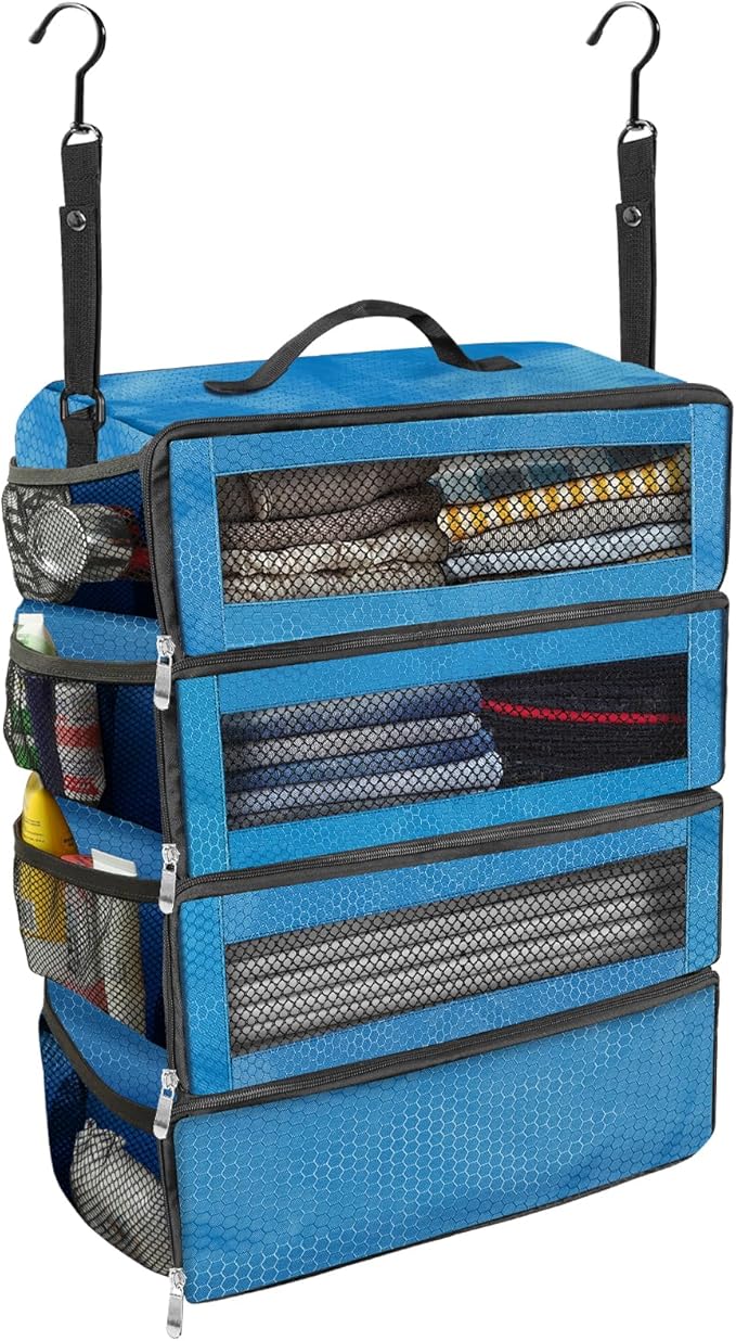 Olosar Suitcase Organizer, Travel Luggage Organizer Portable Hanging Travel Shelves Collapsible Hanging Packing Cubes for Carry on Suitcase