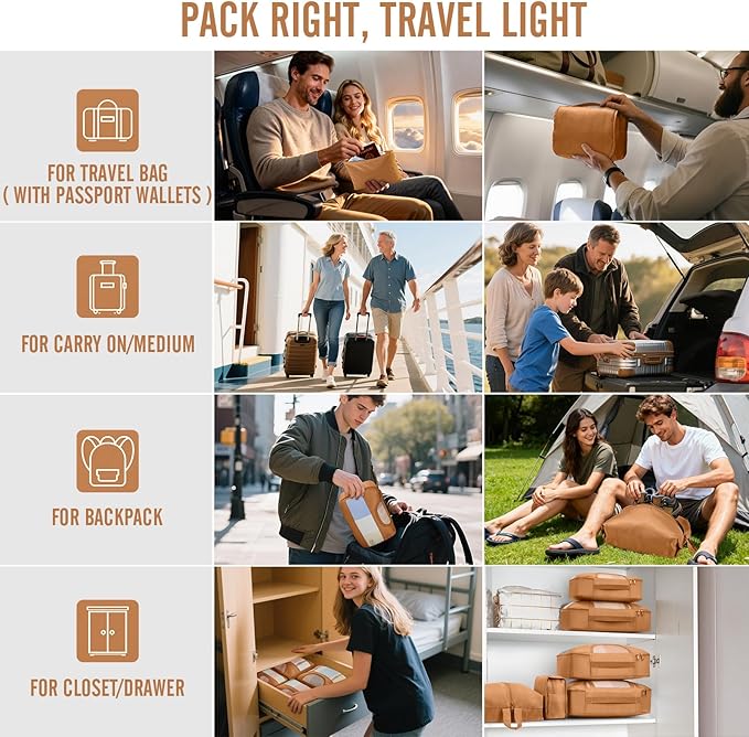 Veken 8 Set Packing Cubes for Travel Essentials, Suitcase Organizer Bags in 4 Sizes, Carry-On Luggage Accessories with Large Laundry & Shoes Bag, Must-Have for Airplane, Road Trip & Camping