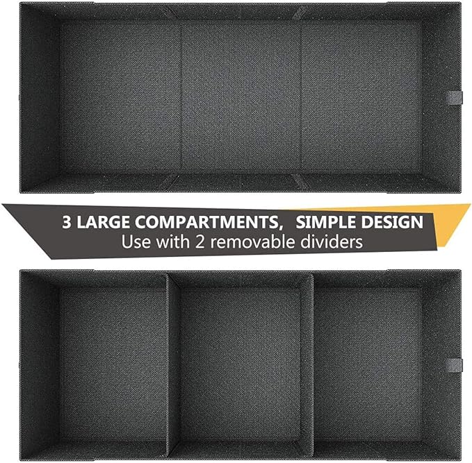 MIU COLOR Trunk Organizer for SUV, Car Organizer, Collapsible Trunk Organizer for Car, Non-Slip Bottom, Storage Organizer for Sedans, Van, Jeep, Grocery, Large 3 Compartments, Black 32"×13"×10.6"