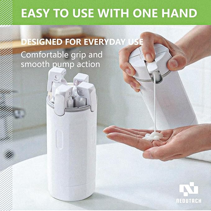 4 in 1 Travel Dispenser Bottles Shampoo Refillable Leak Proof TSA Compliant Size Containers Toiletries Toiletry with Pump Design Portable Organizer Conditioner Lotion Cream Vacation (Green)