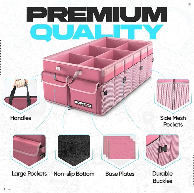 FORTEM Trunk Organizer For SUV Car Trunk Organizer, Foldable Storage, Car Accessories for Women Men, Collapsible Bag, 600D Oxford, Non Slip Bottom, Straps, Soft Cover (85L)
