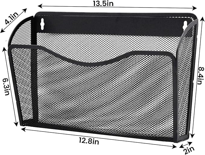 Gawerk 3 Pack Wall File Organizer, Mesh Wall File Pocket Mail Organizer Hanging Metal Vertical Wall Mounted File Holder for Office/Home