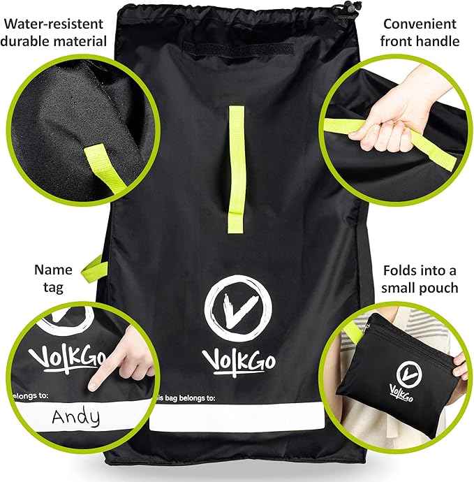 V VOLKGO Car Seat Travel Bag For Airplane with Backpack Straps, Gate Check Bag, Car Seat Bags for Air Travel Carseat Travel Cover, Carseat Travel Bag Cover for Airplane Travel