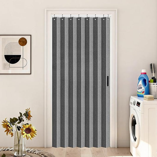 Vatge Closet Curtain for Open Closet, Pleated Folding Curtains for Doorway, Privacy Room Divider for Separation,1 Panel with Tieback, W39 x L78, Grey
