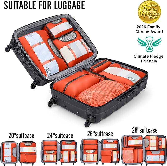 Veken 10 Set Packing Cubes for Travel Essential, Suitcase Organizer Bags in 4 Sizes, Carry-On Luggage Accessories with Large Laundry & Shoes Bag, Must-Have for Airplane, Road Trip & Camping