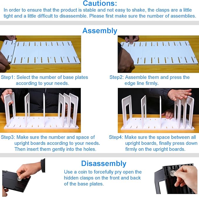 Translucent Frosted Adjustable Vertical File Sorter Sturdy Plastic Expandable Upright File Holder, Desktop Binder Organizer, School Office Book File Organizer, Assemble Easily Endlessly