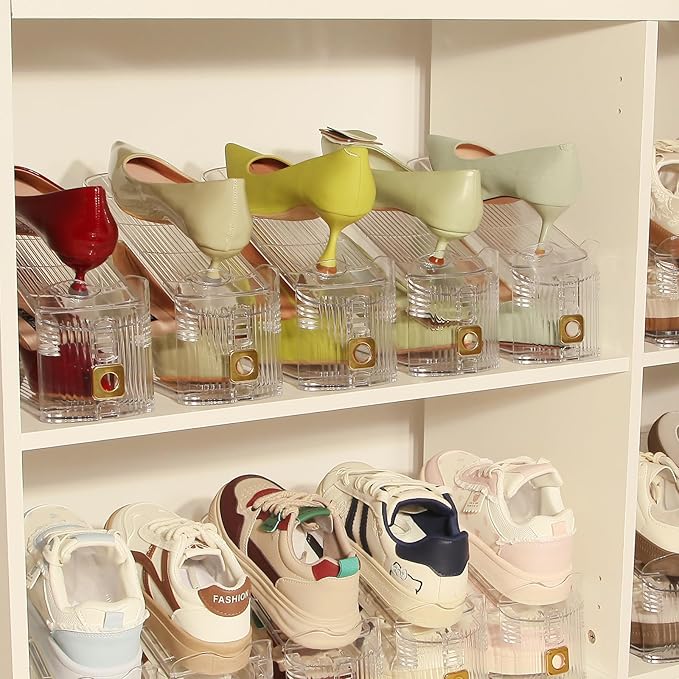6 Pack Shoe Slots Organizer, Shoe Stackers Organizer for Closet Adjustable Shoe Holder Space Saver 50% Shoes Racks for Closet Organization