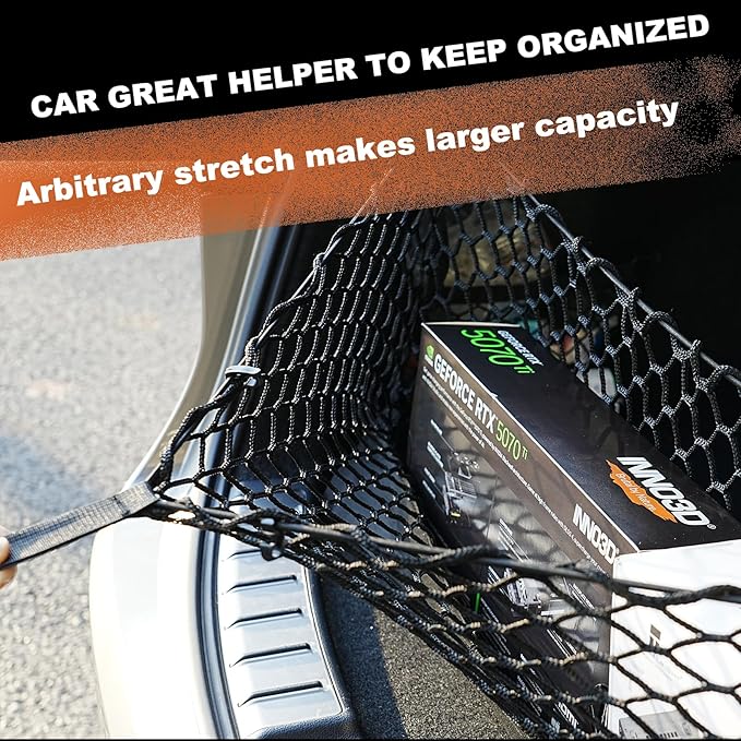 Envelope Style Cargo Net Compatible with Toyota RAV4 2026 Trunk Car Rear Tailgate Touring Netting Upgraded