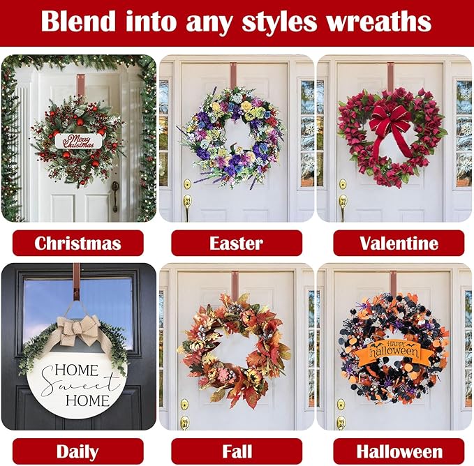 Wreath Door Hanger,Easter Decorations Wreath Hangers for Front Door, Adjustable Over the Door Hooks for Hanging Welcome Sign Length from 15 to 25 Inches,Metal Front Door Porch Apartment Decor