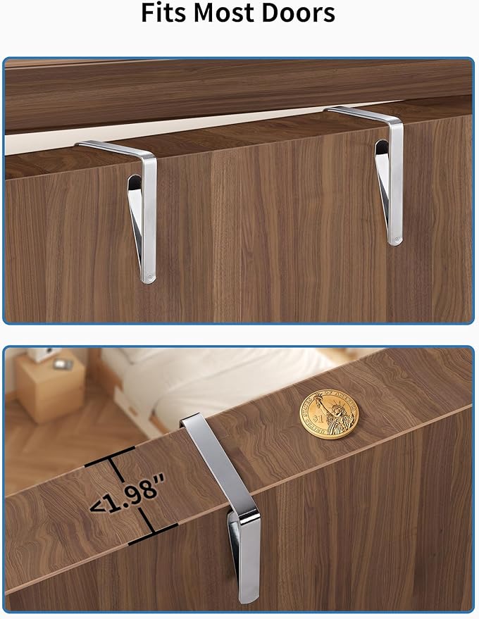 JARLINK 2 Pack Over the Door Organizer Storage, 5 Shelf Hanging Door Organizer with 5 Large Capacity Pockets, Anti Tilt 44 lb Load Behind Door Storage for Bedroom, Bathroom, Pantry, Nursery, (Grey)