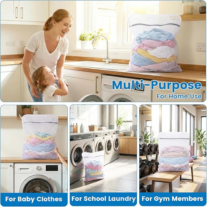 Dntorx 2 Pack XX-Large Mesh Laundry Bags for Delicates, 24 x 32 Inches Reusable Laundry Bag Durable Wash Bags for Washing Machine for College, Family, Travel, Storage