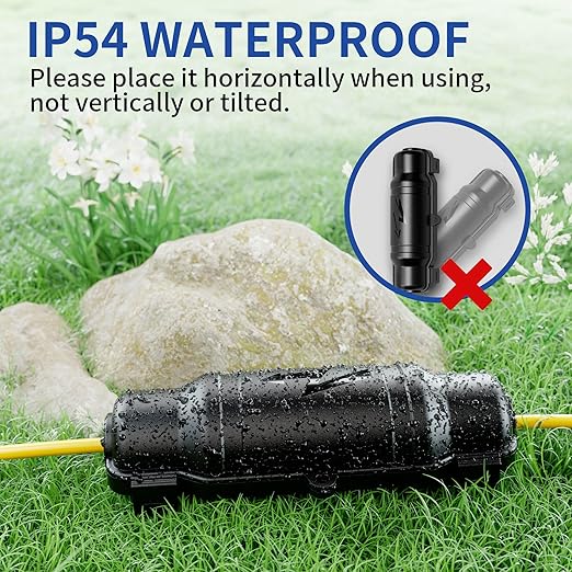 6 Pack Outdoor Extension Cord Safety Cover with Waterproof Seal IP54 Water-Resistant, Weatherproof Electrical Connection Box with 2 Latches, Plug, Socket, Holiday Decoration Light, Black