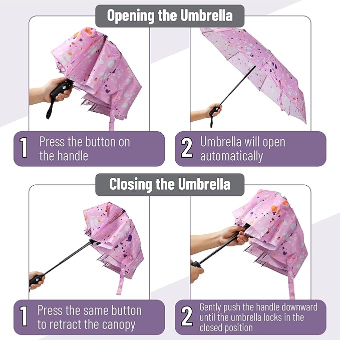 Mr. Pen- Windproof Travel Umbrella, Small Water-Resistant Automatic Folding Umbrella for Rain and Sun, Light, Compact and Portable for Women & Men, Fits Car & Backpack