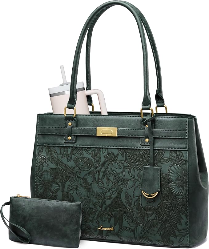 LOVEVOOK Laptop Tote Bag for Women, 15.6 Inch Waterproof Leather Work Computer Bag, Large Business Office Briefcase Shoulder Handbag Purse Gifts for Women