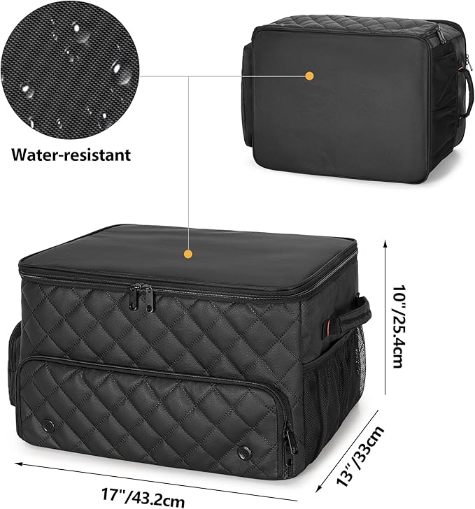 PGmoon 2 Layer Golf Trunk Organizer, Golf Car Storage Organizer with Individual Ventilated Compartment for 2 Pairs Shoes, Golf Car Locker for Balls, Clothes, Tees, Gloves, Accessories (Black)