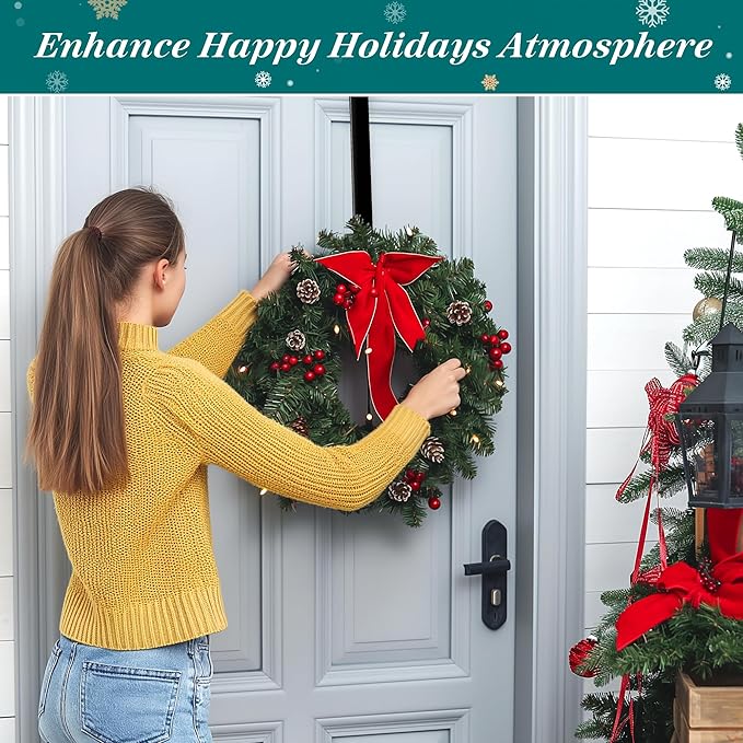 HOOSUN Wreath Hangers for Front Door,St Patricks Day Decorations,12" Easter Wreath Hook Holder,Over The Door Hooks Hanger,Metal Garland Hangers Hook for Patriotic Spring Wreath Porch Decor (4 Pack)
