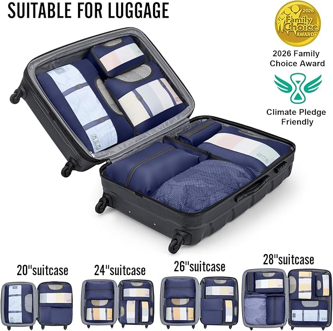 Veken 10 Set Packing Cubes for Travel Essential, Suitcase Organizer Bags in 4 Sizes, Carry-On Luggage Accessories with Large Laundry & Shoes Bag, Must-Have for Airplane, Road Trip & Camping