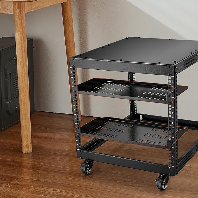VEVOR 2PCS 1U Server Rack Shelf, Universal Vented Rack Mount Cantilever Tray for 19 inch Network Equipment Rack & Cabinet, 10" Deep Rack Mount Shelf, Weight Capacity 50 lbs Wall Mount Rack Shelf