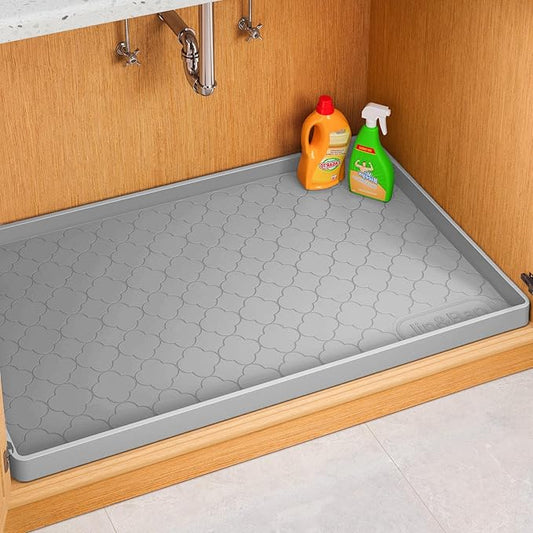 Jin&Bao Waterproof Under Sink Mat 22" x 22", Thick Silicone Mat Cabinet Protector for Kitchen and Bathroom, Shelf Liner, Home Organizer and Storage, Multipurpose Tray for Gadgets and Essentials
