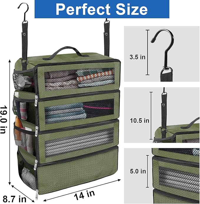 Olosar Suitcase Organizer, Travel Luggage Organizer Portable Hanging Travel Shelves Collapsible Hanging Packing Cubes for Carry on Suitcase