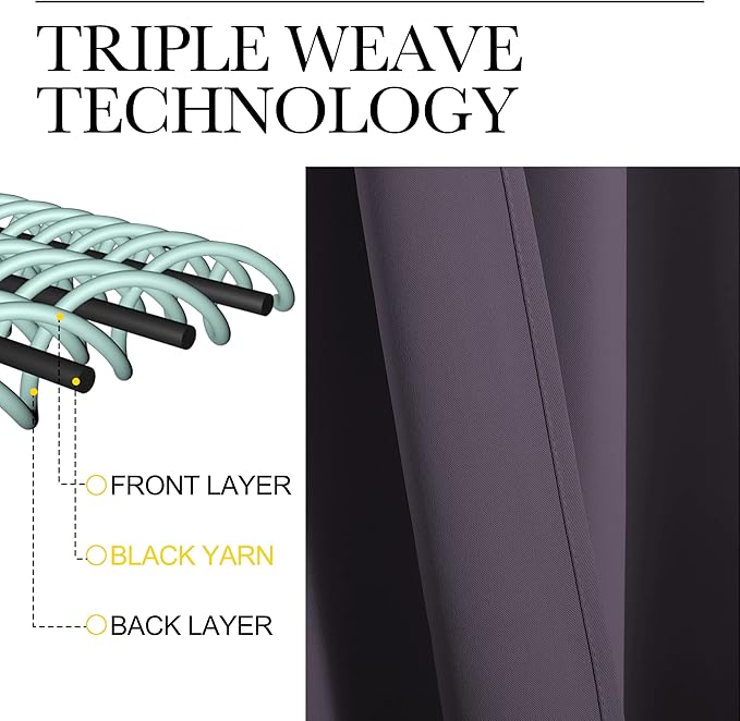 NICETOWN Curtain Blackout Drape Panel, Single Panel, 42 x 84 inch, Greyish Purple, 3 Pass Microfiber Noise Reducing Thermal Insulated Window Drapery with Grommet