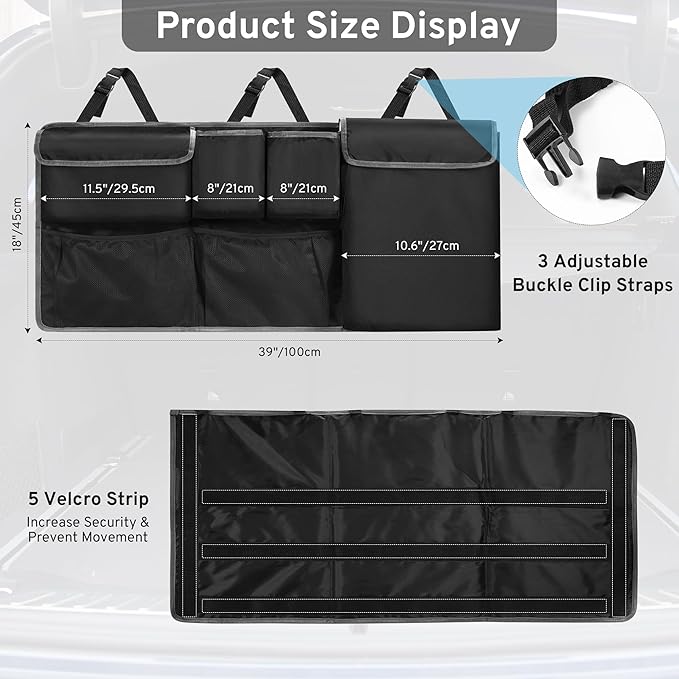 XHRING Car Trunk Organizer Storage Backseat Hanging Organizer Bag for Ford Bronco/Bronco Sport Escape Explorer Edge Expedition Ecosport 2/4 Door Sport Base Limited XL XLT SUV Accessories 2000-2026