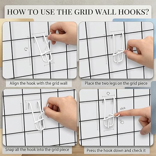 Moxweyeni 2 Inch Grid Wall Hooks 25 Pcs Gridwall Panel Hooks Store Garage Wall Mount Organizers Storage Grid Display Hangers for Retail, Craft Show, Home Setup, Customized Display(White)