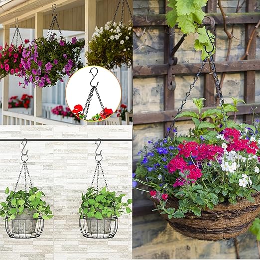 12 Pack Heavy Duty Metal 3.5" S Hooks with Safety Buckle for Hanging Kitchen Utensils/Plants/Pots & Pans/Clothes, Hats