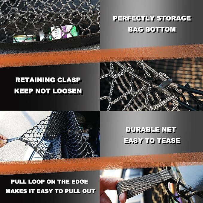 Envelope Style Cargo Net Compatible with Toyota RAV4 2026 Trunk Car Rear Tailgate Touring Netting Upgraded