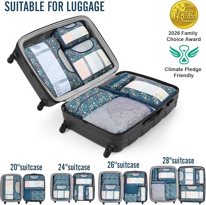 Veken 10 Set Packing Cubes for Travel Essential, Suitcase Organizer Bags in 4 Sizes, Carry-On Luggage Accessories with Large Laundry & Shoes Bag, Must-Have for Airplane, Road Trip & Camping