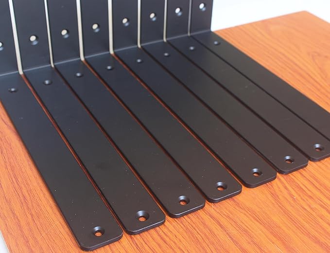 10 Pack - L 12" x H 8" x W1.5, 5mm Thick Black L Shelf Bracket, Iron Shelf Brackets, Metal Shelf Brackets, Floating Shelf, Shelf Supports with Screws