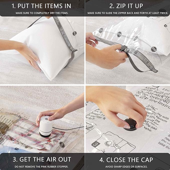 Vacuum Seal Bags for Clothing Travel and Home Storage, Travel Vacuum Bags with Electric Pump, Space Saver Compression Packing Cubes for Luggage Suitcase Bedding Blankets Clothes, 32 Combo