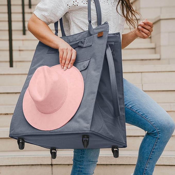 CleverMade Hauler Rolling Tote Bag, 90L Collapsible Portable Shopping Cart with Wheels for Groceries, Laundry, Organization