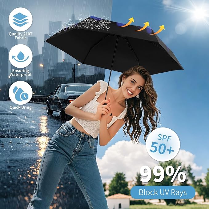 Yoobure Small Mini Umbrella with Case Light Compact Design Perfect for Travel Lightweight Portable Parasol Outdoor Sun&Rain Umbrellas