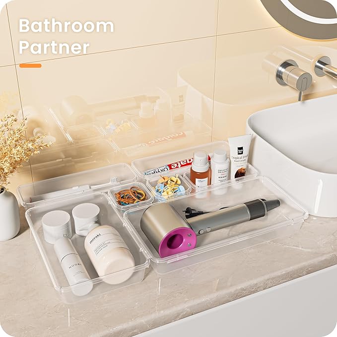【Military Grade】A-LuGei Drawer Organizer, 【𝟱𝗦𝗶𝘇𝗲】 Makeup organizer, 【Holds 177 Items】 Bathroom Organizers and Storage, Organization and Storage, Desk Drawer Organizer for Bathroom Vanity