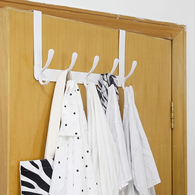 WEBI Over The Door Hook 5 Coat Hooks,Over The Door Towel Rack,Door Hanger Over Door Coat Rack for Hanging Clothes,Towels,Back of Bathroom,Antique Copper,2 Packs