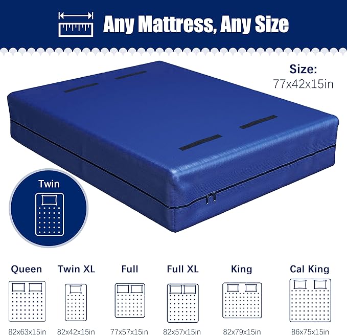 Cosy Family Mattress Bags for Moving with 8 Handles - 170GSM Extra-Thick Mattress Bag for Moving Supplies - Reusable Mattress Cover Protector Storage with Zipper, Blue, Twin