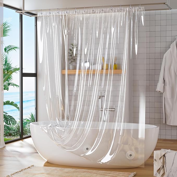 Titanker Clear Shower Curtain Liner Plastic Long Shower Liner 72 x 78 PEVA Lightweight Waterproof Shower Curtains for Bathroom with Magnets and Rustproof Grommets