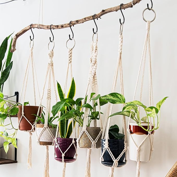 5 Inch Heavy Duty S Hooks, Large S Hooks for Hanging Plants, Vinyl Coated S Hook 12 Pack Sturdy Non Slip Kitchen and Closet Black S Hook for Hanging Large Object, Garden Tools, Pot