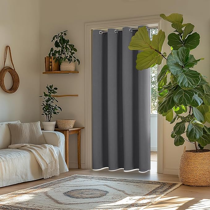 ChrisDowa Blackout Curtains 108 Inches Long for Living Room, Grommet Thermal Insulated Room Darkening Curtains for Bedroom (1 Panel Set, Grey, 52 x 108 Inch)