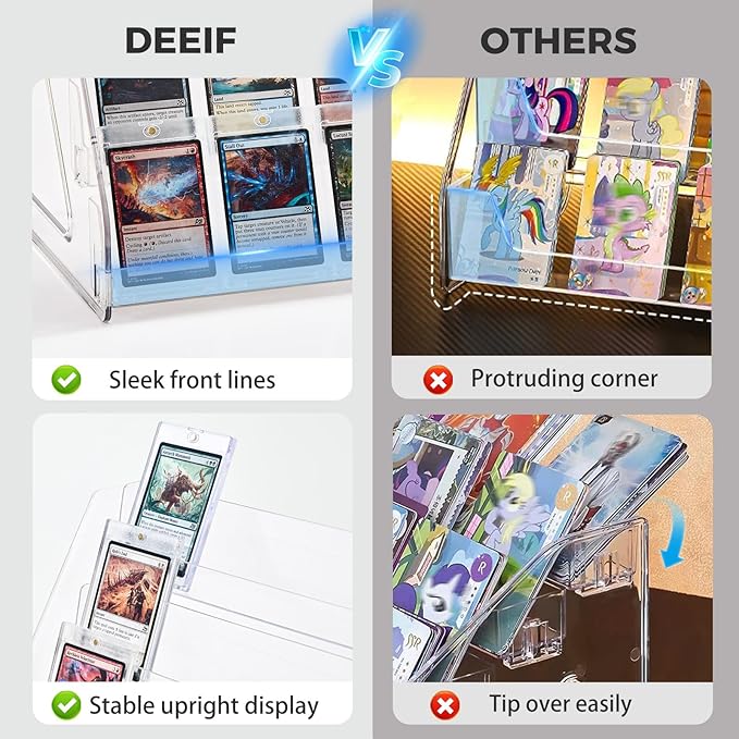 DEEIF 5 Tier Acrylic Trading Card Display Stand, 12" Display Shelf for Magnetic Card Holders, Toploaders, PSA Graded Cards, TCG Sports Card Collection (5Tier, 1Pack)