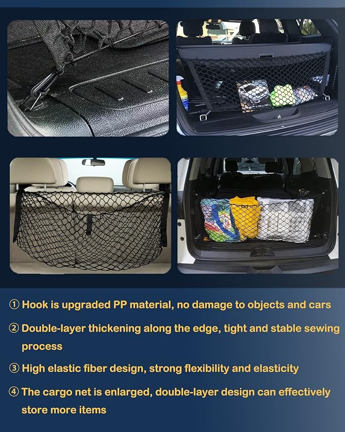 Envelope Style Trunk Cargo Net Compatible with KIA Telluride New 2026 2025 2024 2023 2022 2021 2020 Car Rear Nylon Mesh Tailgate Netting