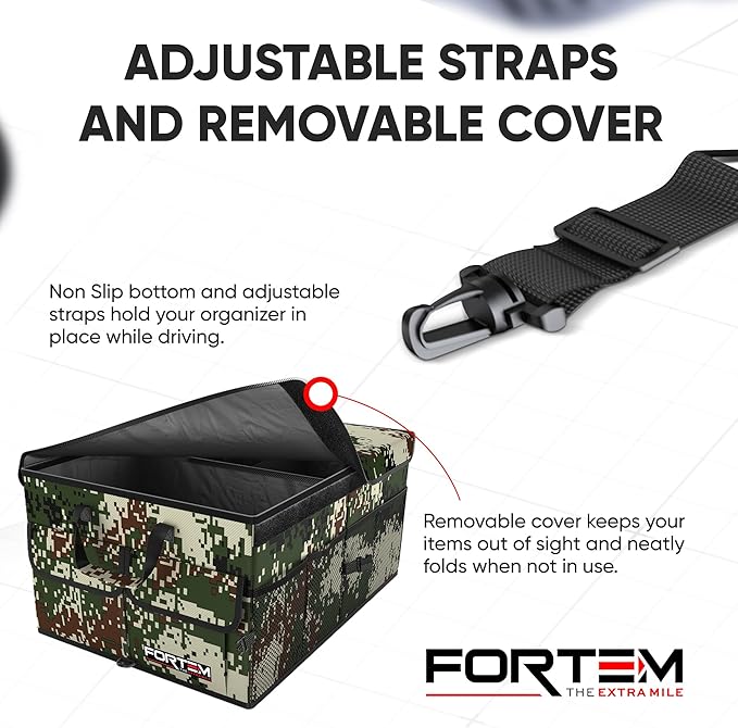 FORTEM Trunk Organizer For SUV Car Trunk Organizer, Foldable Storage, Car Accessories for Women Men, Collapsible Bag, 600D Oxford, Non Slip Bottom, Straps, Soft Cover (65L)
