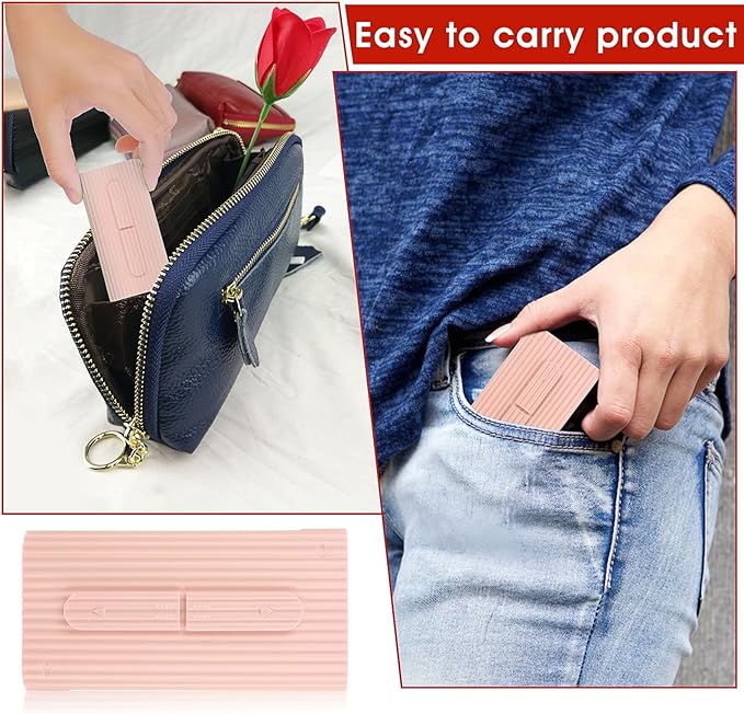 WLLHYF Portable Dental Floss Case Automatic Dental Floss Pick Organizer Case Travel Flosser Dispenser Storage Case Refillable Holder Boxes with 10 Floss Picks for Teeth Cleaning (Pink)
