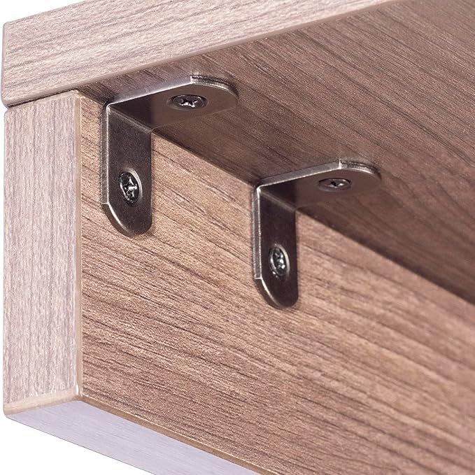 L Bracket 1" Corner Brace 90 Degree Right Angle Metal Support Fastener for Wood Shelves Furniture Desk Cabinet Chair Drawer, Pack of 16, Black Tone Gun Metal