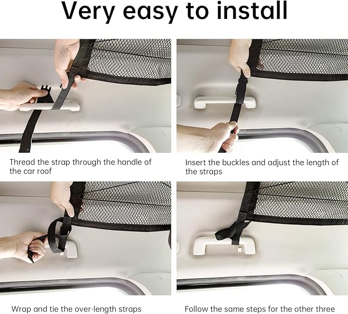 Car Ceiling Cargo Net, 31"x21" Adjustable Double-Layer Mesh SUV Roof Organizer, Van Life Accessories for Long Trip, Car Camping Essentials, Road Trip Must-Haves for Overhead Storage