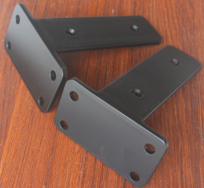 16 Pack - 5 inch Black Hidden L Shelf Bracket (1/5 Inch Thicked) Iron Floating Shelf Brackets Rustic Industrial Metal Brackets for Shelf Support