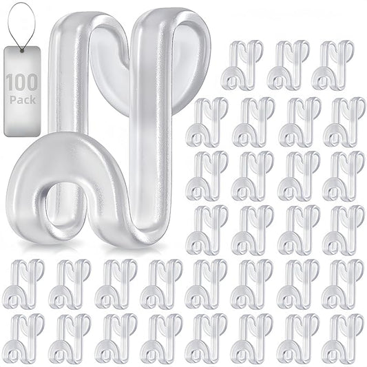 100Pcs Clothes Hanger Connector Hooks, Plastic Space Saving Heavy Duty Hanger Extender Clips for Closet Organizers, Clear
