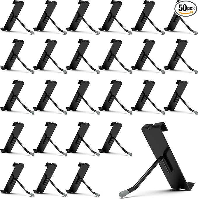 HUHOLE 50 Pack Gridwall Hooks 2 Inch – Black Metal Display Hangers for Wire Grid Panel – Heavy Duty Retail Store Fixtures, Garage Organizer, Craft Fair & Jewelry Rack (20lbs Capacity)
